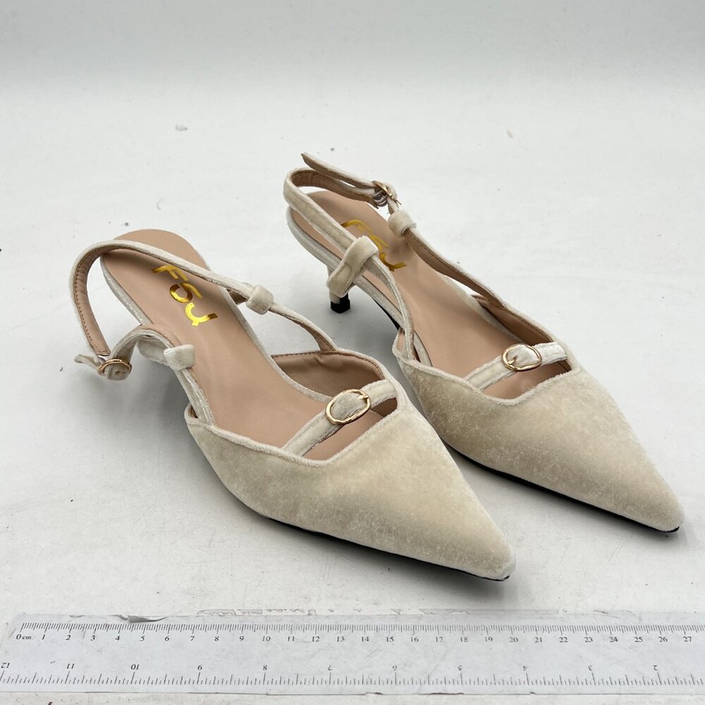 FSJ Cream Heels for Women - Picture 3 of 6
